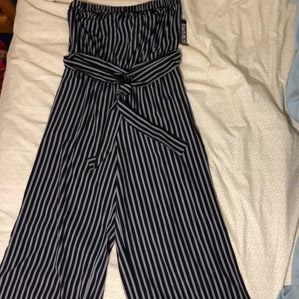 Strapless wide leg black jumpsuit